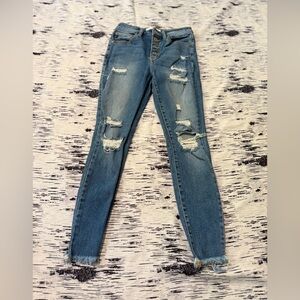 KanCan Medium Blue Button-Fly Skinny Jeans